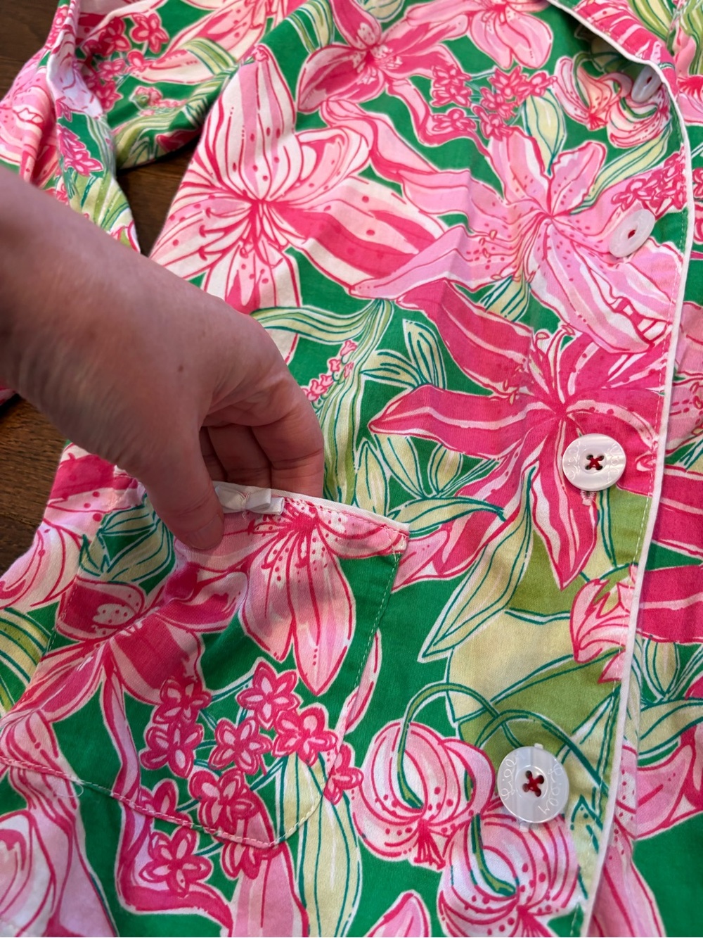 Lilly Pulitzer Long Sleeve Pajama Set Pink Green Lily Floral PJ Set Size XS - Picture 5 of 10